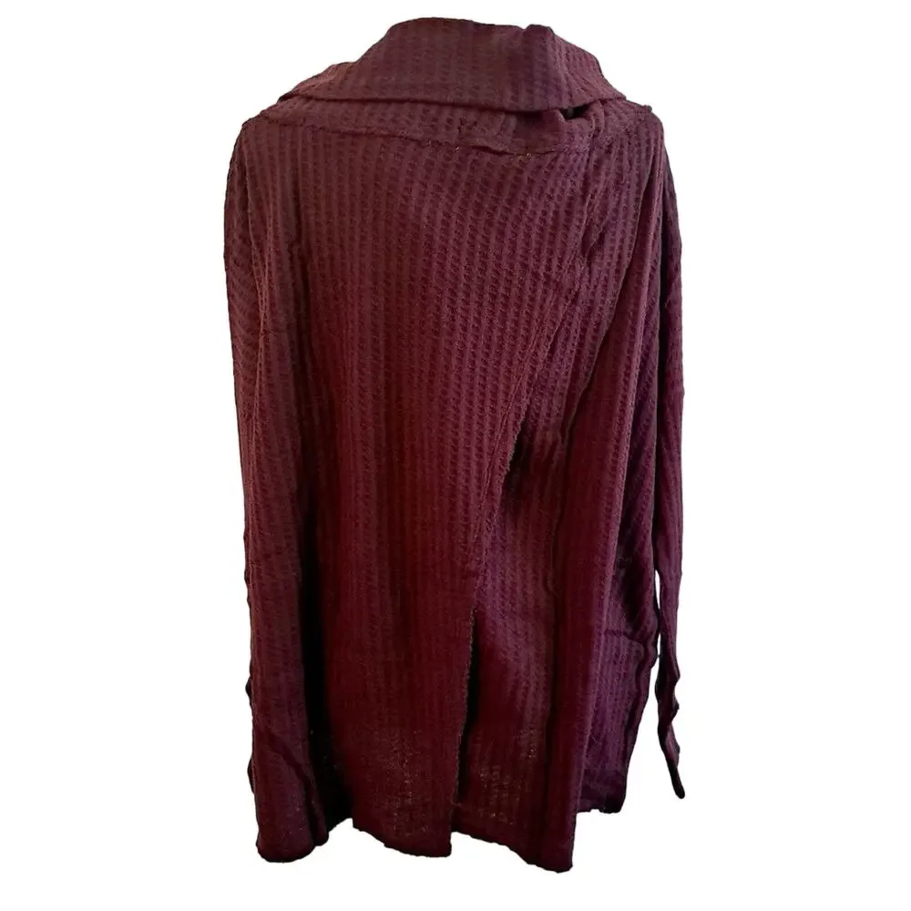 Free People Split Back Oversized Cowl Neck Thermal Top